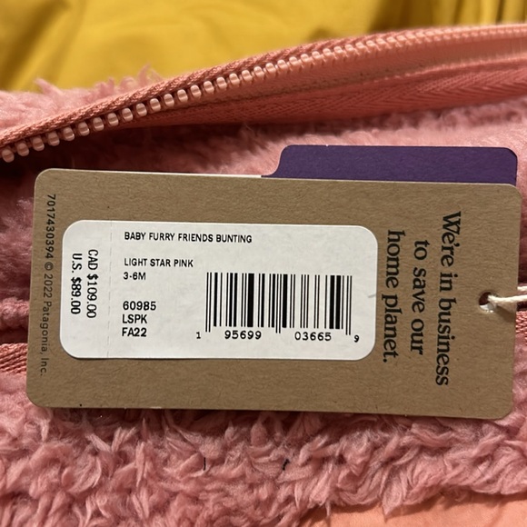 NWT Patagonia Baby Furry Friends Fleece Bunting - Picture 5 of 5